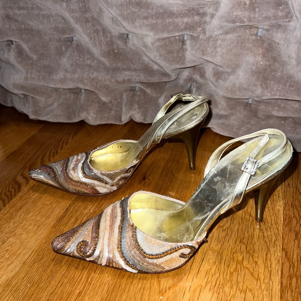 Casadei Sequin Slingback Stiletto Heels